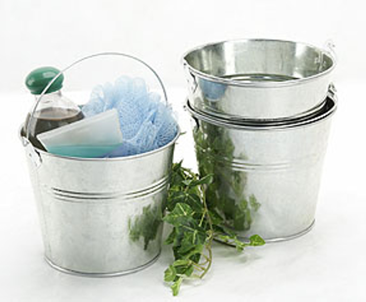 6 inch Round Galvanized Metal Pail - SageBaskets